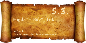 Sugár Bálint névjegykártya